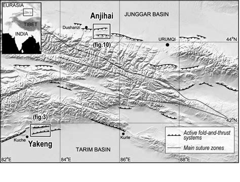 Simplified Map Of The Eastern Tien Shan Area Black Boxes Mark