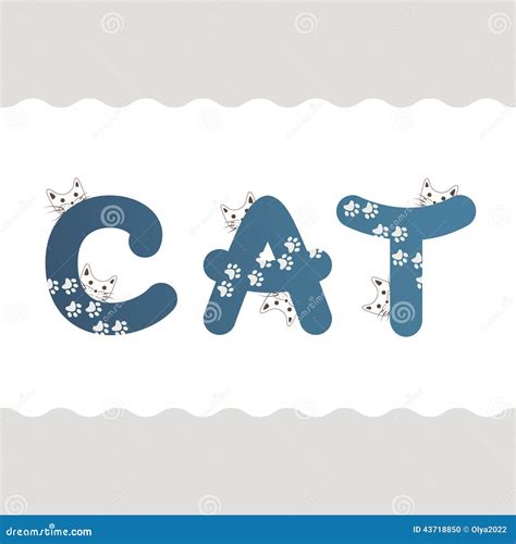 Font Design With Word Cats Vector Illustration