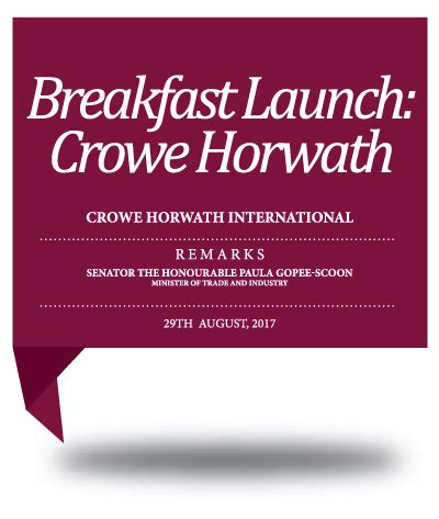 Breakfast Launch: Crowe Horwath International - Ministry of Trade and ...