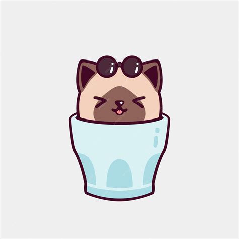 Premium Vector Cute Cat In A Cup Illustration