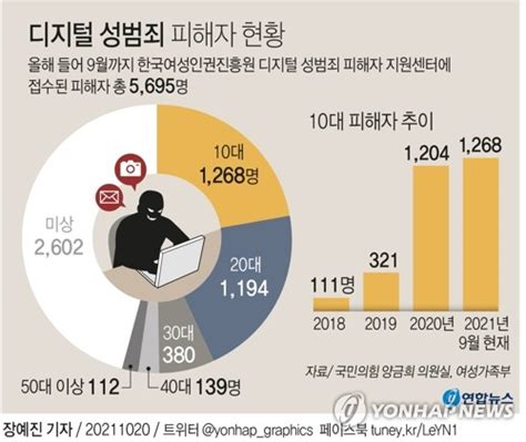 그래픽 디지털 성범죄 피해자 현황 연합뉴스