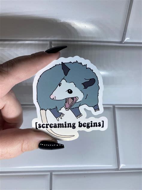 Possum Sticker Screaming Begins Opossum Sticker Sticker For Laptop