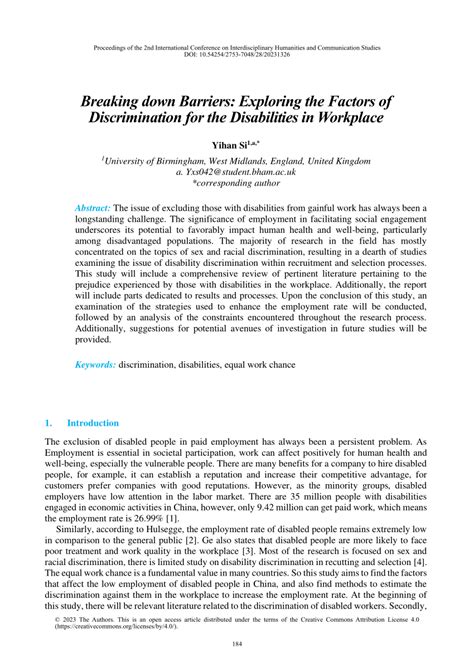 PDF Breaking Down Barriers Exploring The Factors Of Discrimination