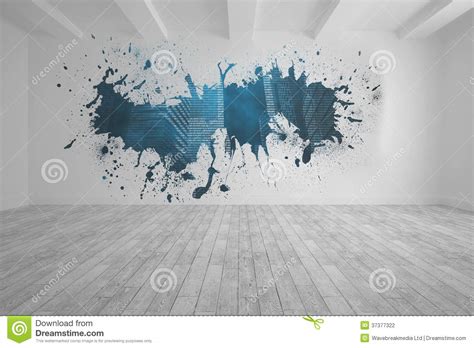 Splash On Wall Revealing Technology Graphic Stock Illustration