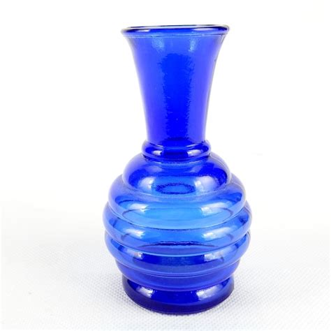 Blue Glass Bud Vase Etsy