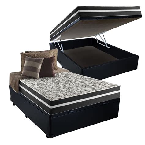 Cama Box Ba Casal Molas Superlastic Black Grafite Anjos Box