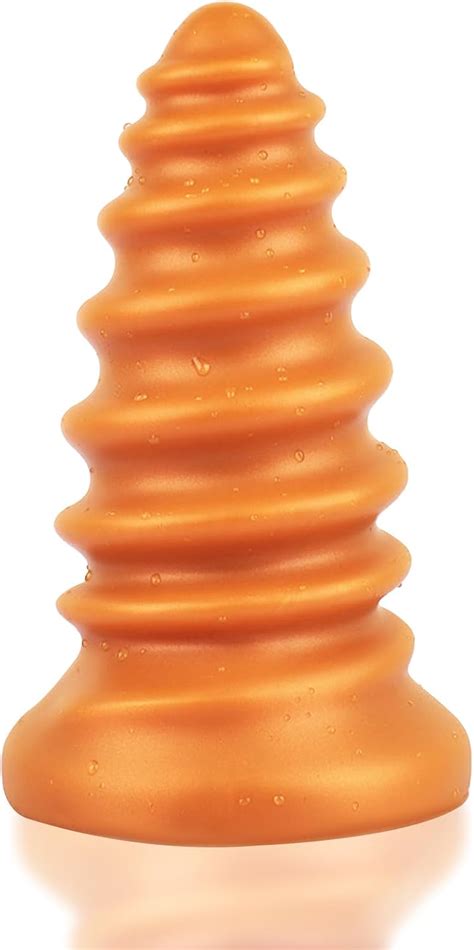 Amazon TaRiss S Soft Dildo With Screw Design Anal Plug Sex Toy For Men Women Silicone Gold