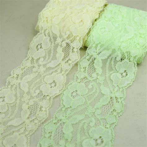 Micro Elastic Micro Stretch Lace Trim 4 Yards 70mm Width Light Green