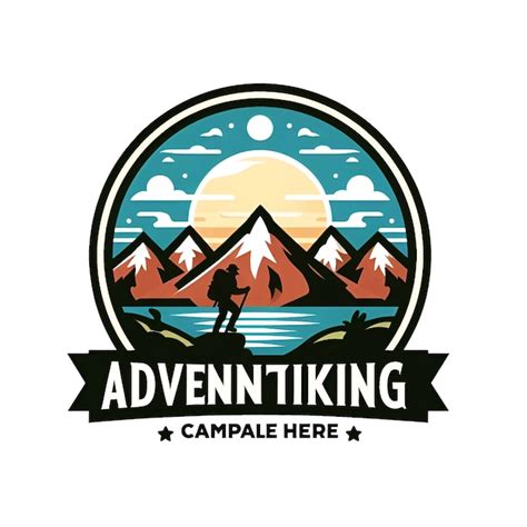 El logotipo de la aventura de senderismo en montaña Vector Premium