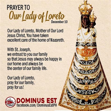 Prayer to Our Lady of Loreto. Our Lady of Loreto, pray for our families ...