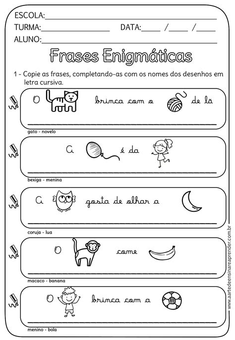 Atividade Pronta Frases Enigm Ticas A Arte De Ensinar E Aprender