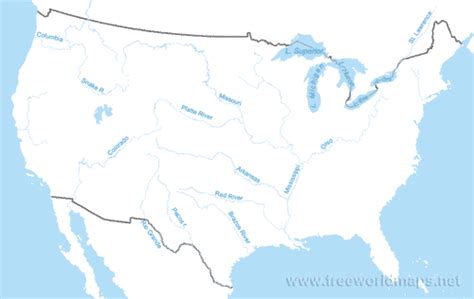 Printable Us Map With Rivers Labeled