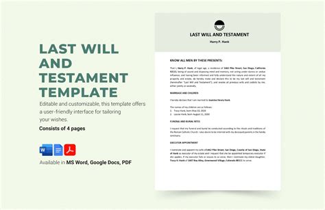 Last Will And Testament Templates In Word Free Download