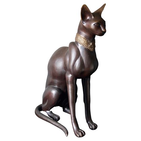 Bronze Egyptian Cat Sculpture Signed A. Tiot For Sale at 1stDibs | a