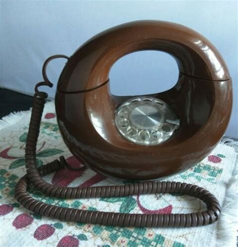 Vtg Sculptura Round Donut Rotary Phone Chocolate Brown Usa Bell Desk