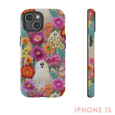 Cute Ghost Phone Case, Embroidered Phone Case, Spooky Season Phone Case ...