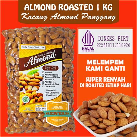 Jual 1 Kg Kacang Almond Panggang Kupas Natural Premium Blue Diamond U S