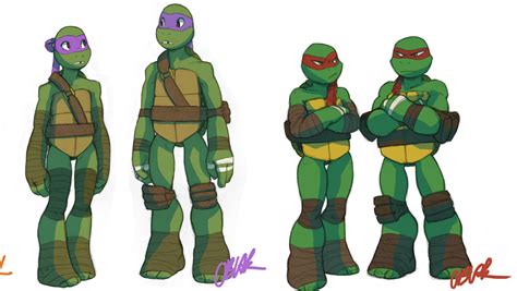 Three Different Poses Of Teenage Mutant Turtles