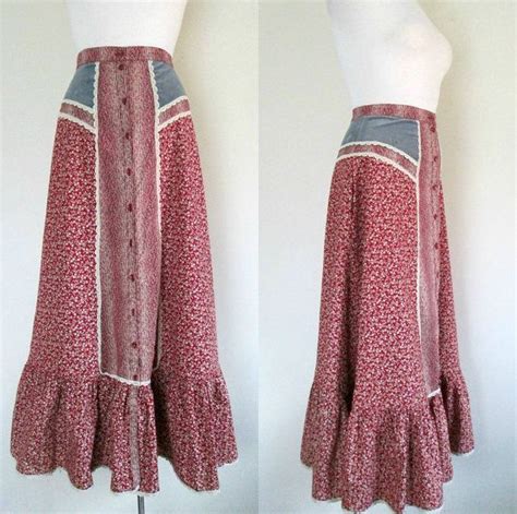 Gunne Sax Boho Prairie Skirt S Gunnies Calico Velveteen Etsy