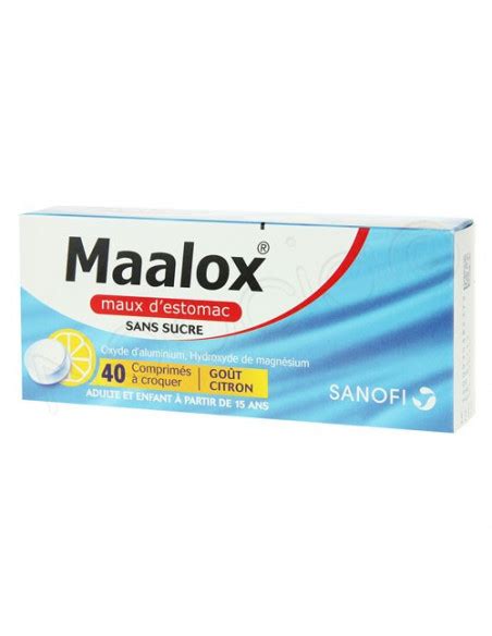 Maalox Maux d Estomac sans sucre 40 comprimés à croquer Goût Citron