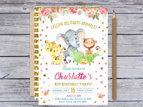 Zoo Party Invitations Zoo Birthday Party Invitation Zoo | Etsy