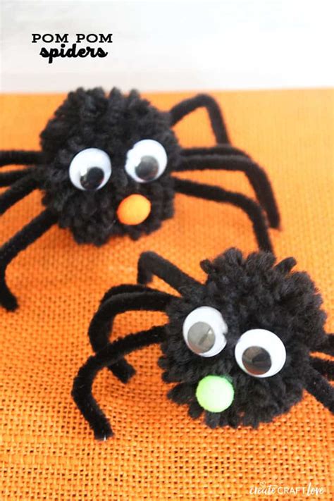 Pom Pom Spiders for Halloween - Create Craft Love