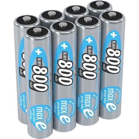 PILES Pile AAA 800 MAh NiMH 1 2 V Lot De 8 Batteries Rechargeables