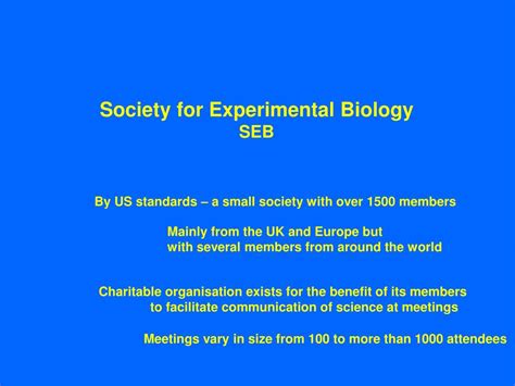 PPT Society For Experimental Biology SEB PowerPoint Presentation