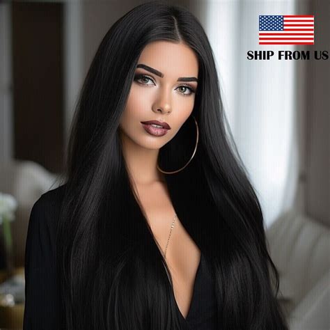 Long Straight Black Wig Synthetic Natural Long Black Full Wigs For