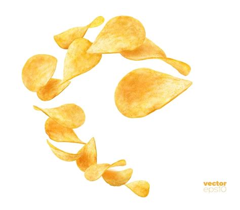 Premium Vector Wave Splash Of Wavy Potato Chips Isolated Flying