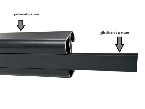 Glissière pour clôture en aluminium noir 27 mm Tekabois