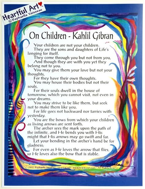 On Children 8x11 Kahlil Gibran Print Prophet Inspirational Etsy