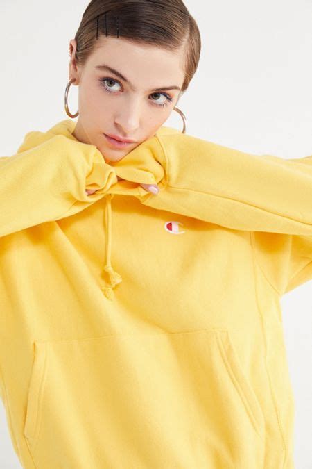 Champion And Uo Reverse Weave Hoodie Sweatshirt Yellow Champion Hoodie