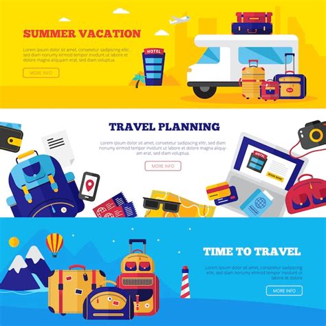 Free Vector Horizontal Travel Banner Set