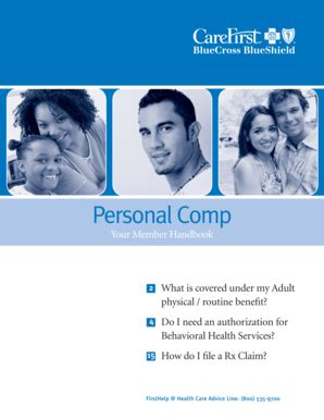 Fillable Online Personal Comp Member Handbook CareFirst BlueCross