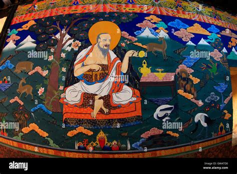 Traditional paintings inside the Paro Dzong, Paro, Bhutan Stock Photo ...