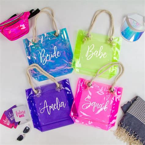 Bridesmaid Beach Tote Bags Custom Clear Bags Personalized