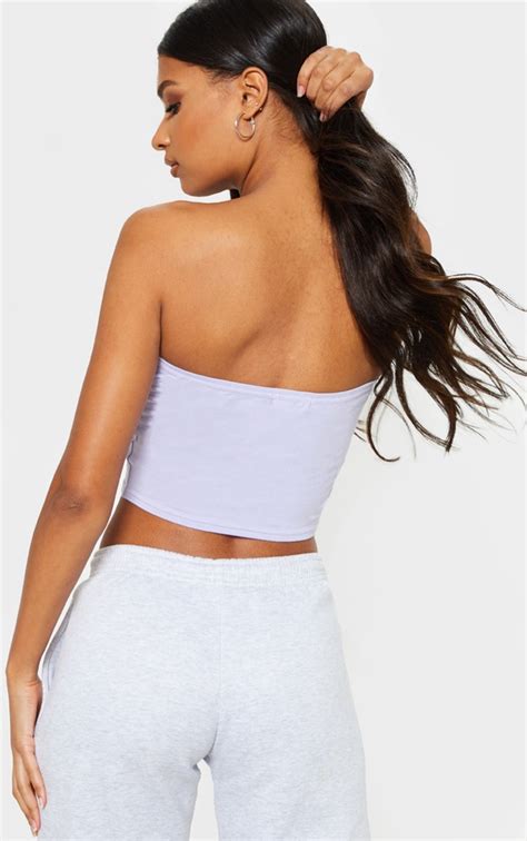 Lilac Ruched Front Bandeau Crop Top Tops Prettylittlething Qa