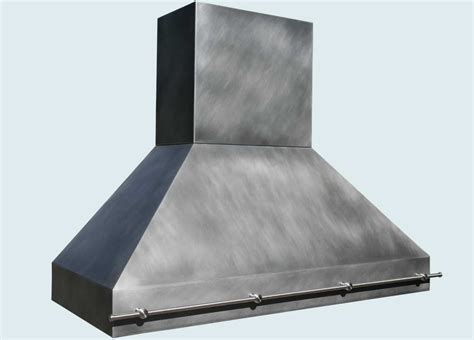 Hand Crafted Zinc Range Hood With Stainless Pot Rail By Handcrafted