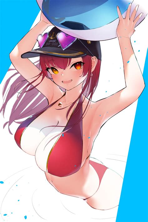 Tailluli Hard244 Hololive Houshou Marine Bikini Heterochromia Megane