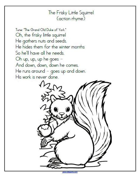 Frisky Little Squirrel Song Follow Link For More Free Printable Fall