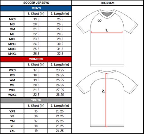 Youth Soccer Jersey Size Chart