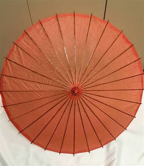 Vintage Paper Parasol Orange Elegant Sun Umbrella