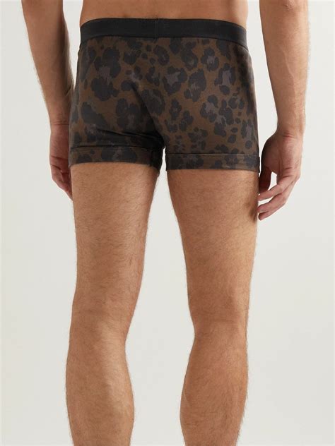 Tom Ford Leopard Print Stretch Cotton Boxer Briefs Brown Tom Ford