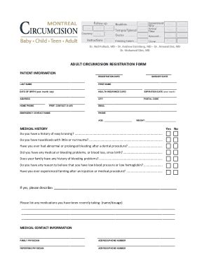 Fillable Online ADULT CIRCUMCISION REGISTRATION FORM Fax Email Print