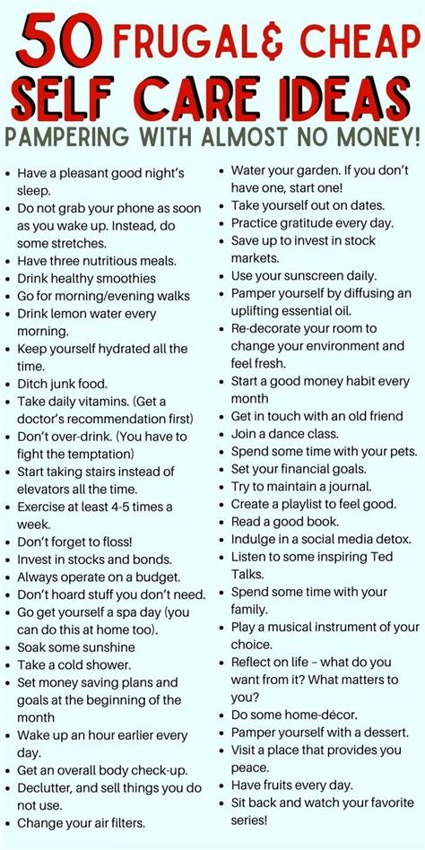 50 Easy Self Care Ideas To Improve Your Mind Body And Finances Artofit