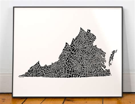 Virginia Map Art Virginia Art Print Signed Print of My | Etsy