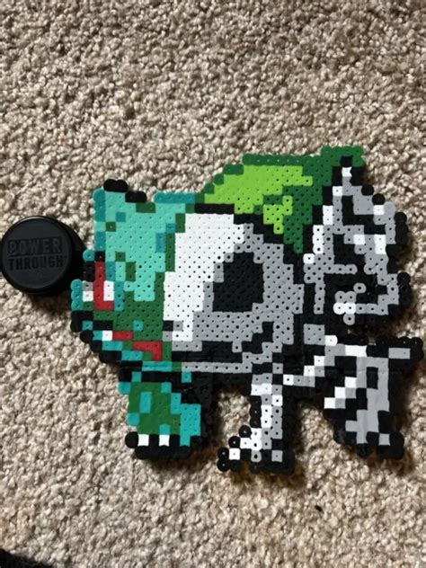 SKELETON BULBASAUR POKÉMON Pixel Art Perler Bead Art EUR 10 87