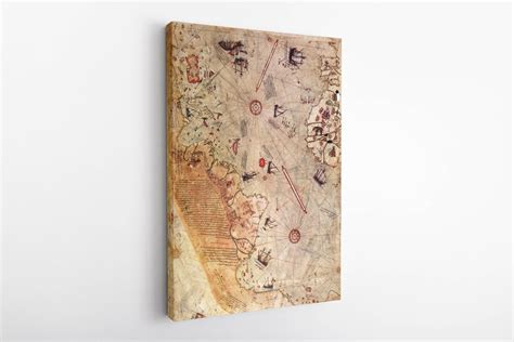 Piri Reis Map Antique Map Canvas Art Map Poster Vintage Map Art Piri Reis Art Trendy