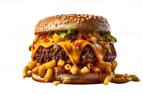 Delicious Mouthwatering Burger Isolated On Transparent Background